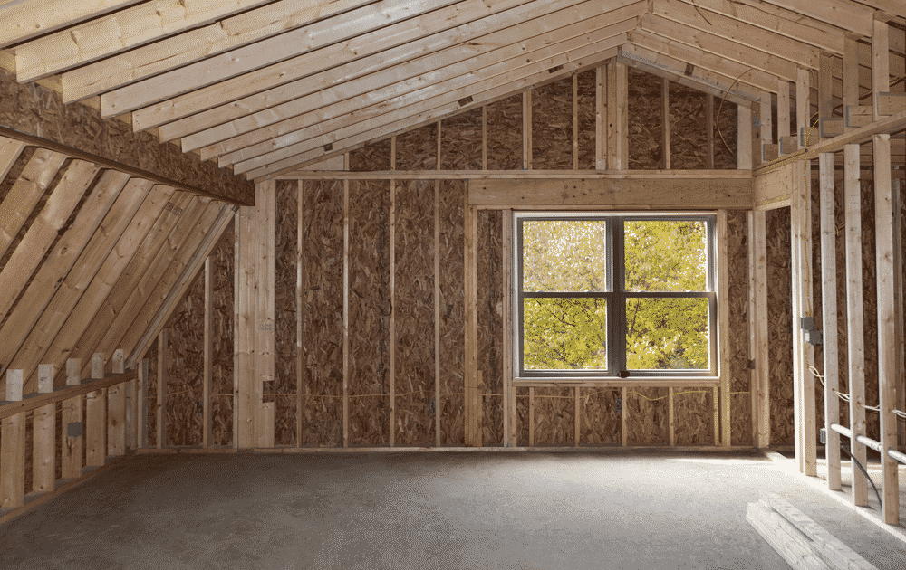 Unfinished attic addition in Hamilton home